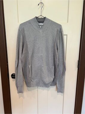 Calvin Klein Men's Full-Zip Sweater Jacket in Light Gray